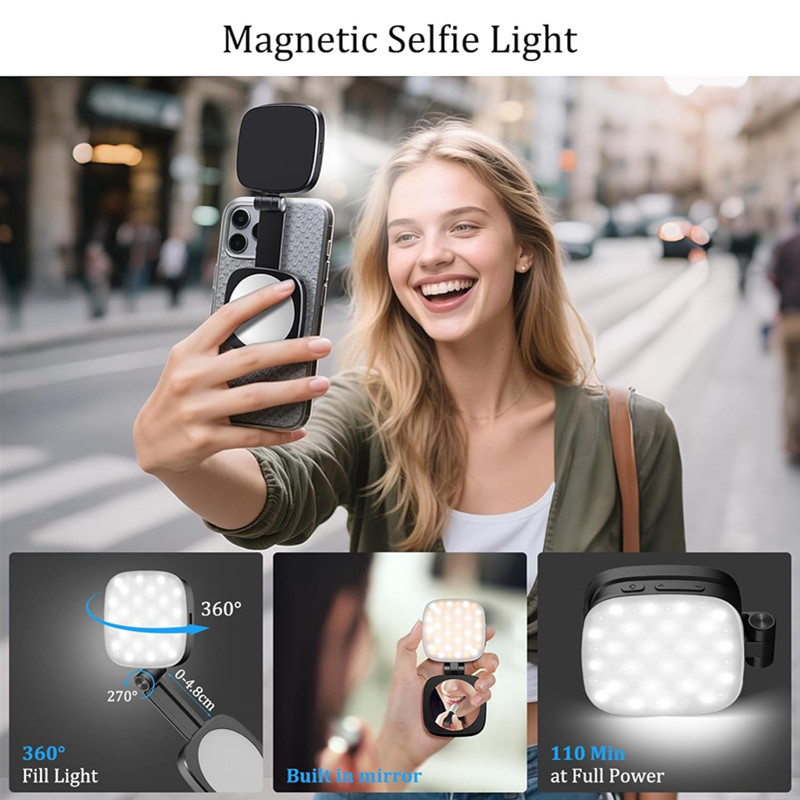 Photography With Iphone 15 - Luce magnetica pieghevole per selfie con